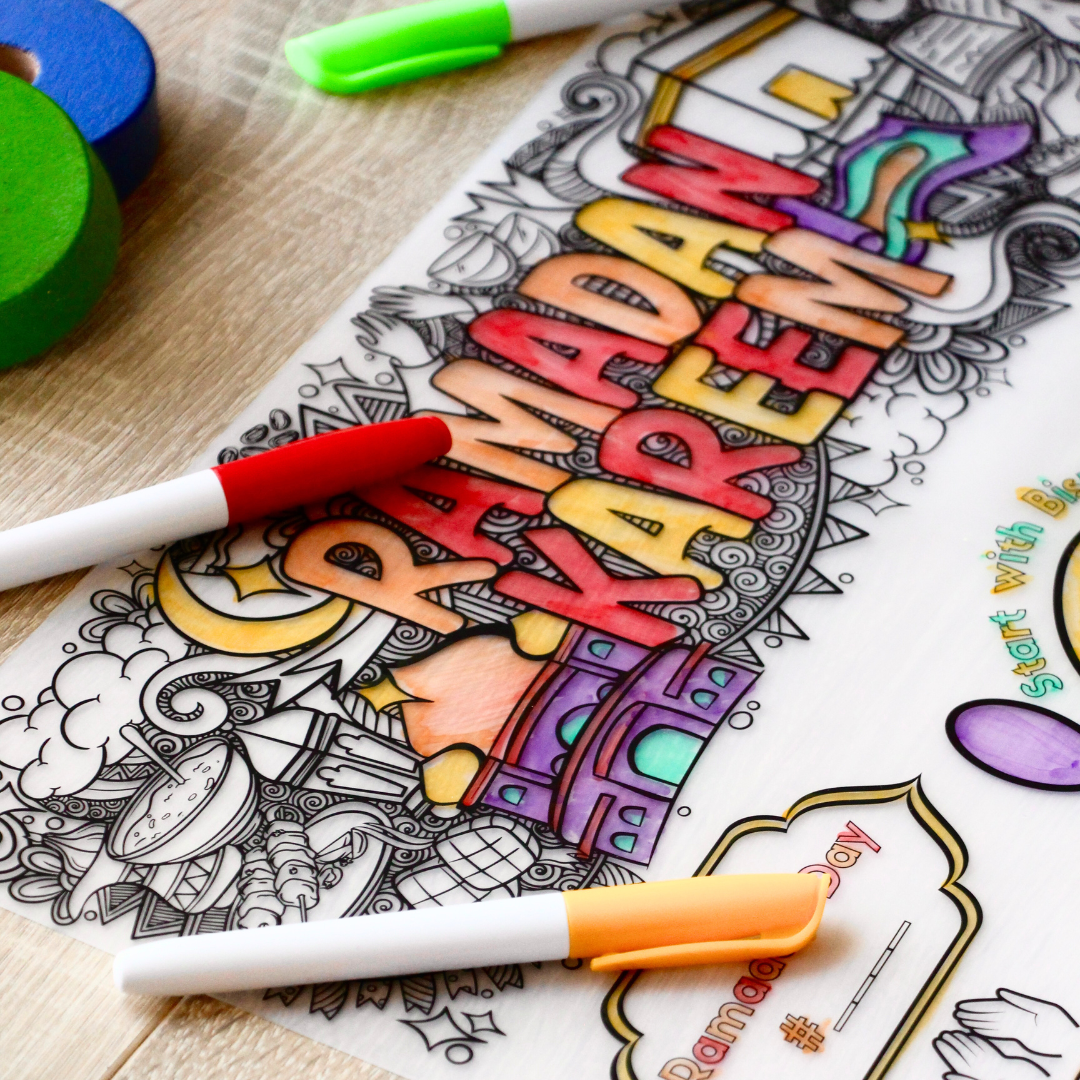 Ramadan Doodle Colour In Silicone Placemat