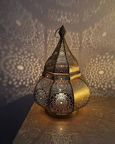 Vintage Moroccan Decor Lamp | Table and Garden Hanging Lante: Gold
