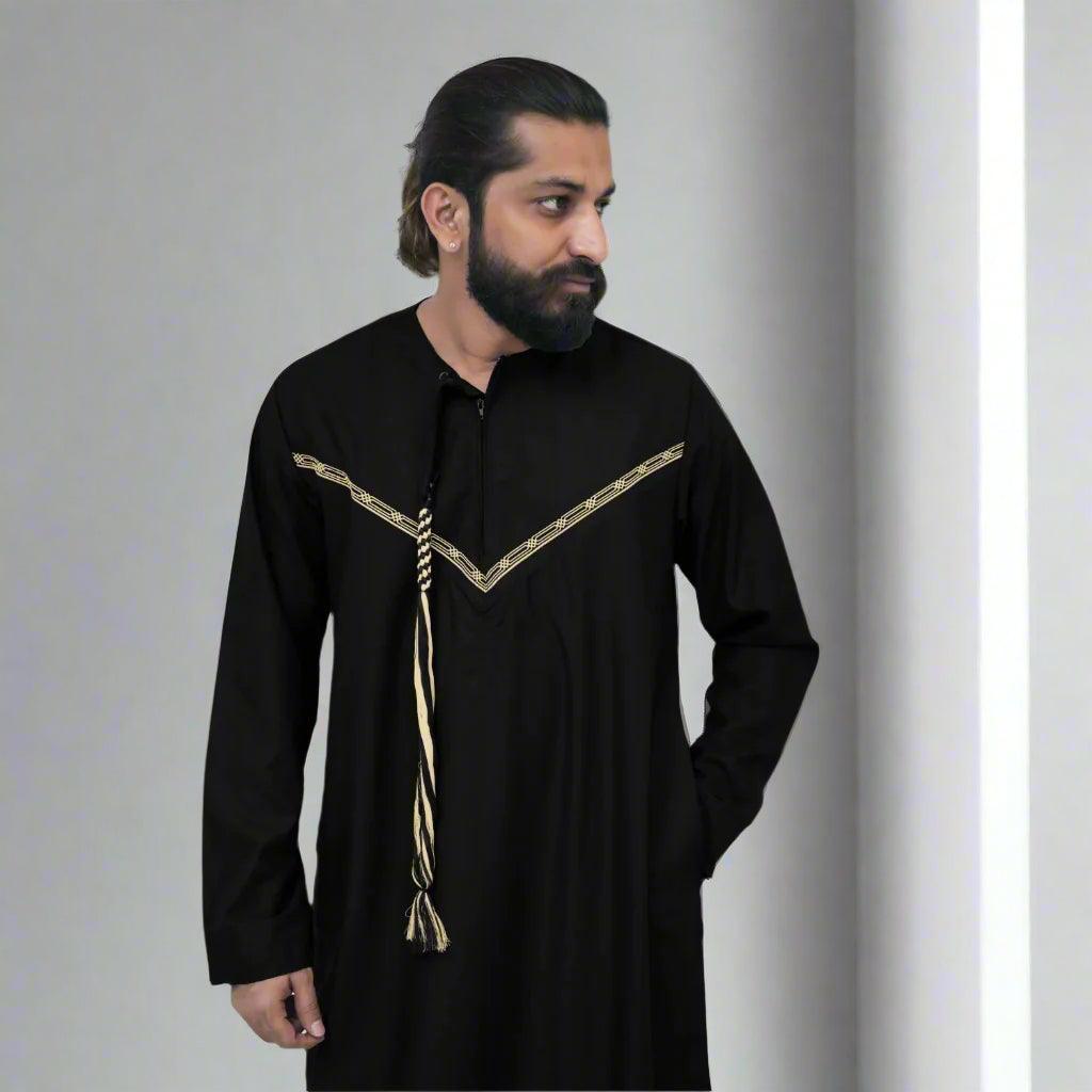 Black & Gold Emirati Thobe