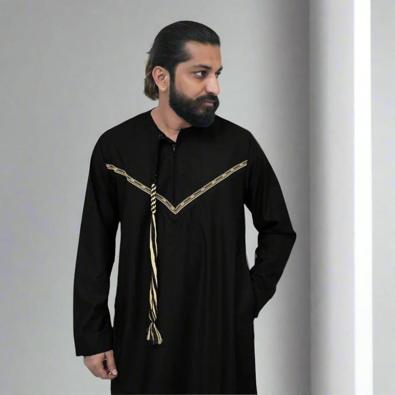 Black & Gold Emirati Thobe