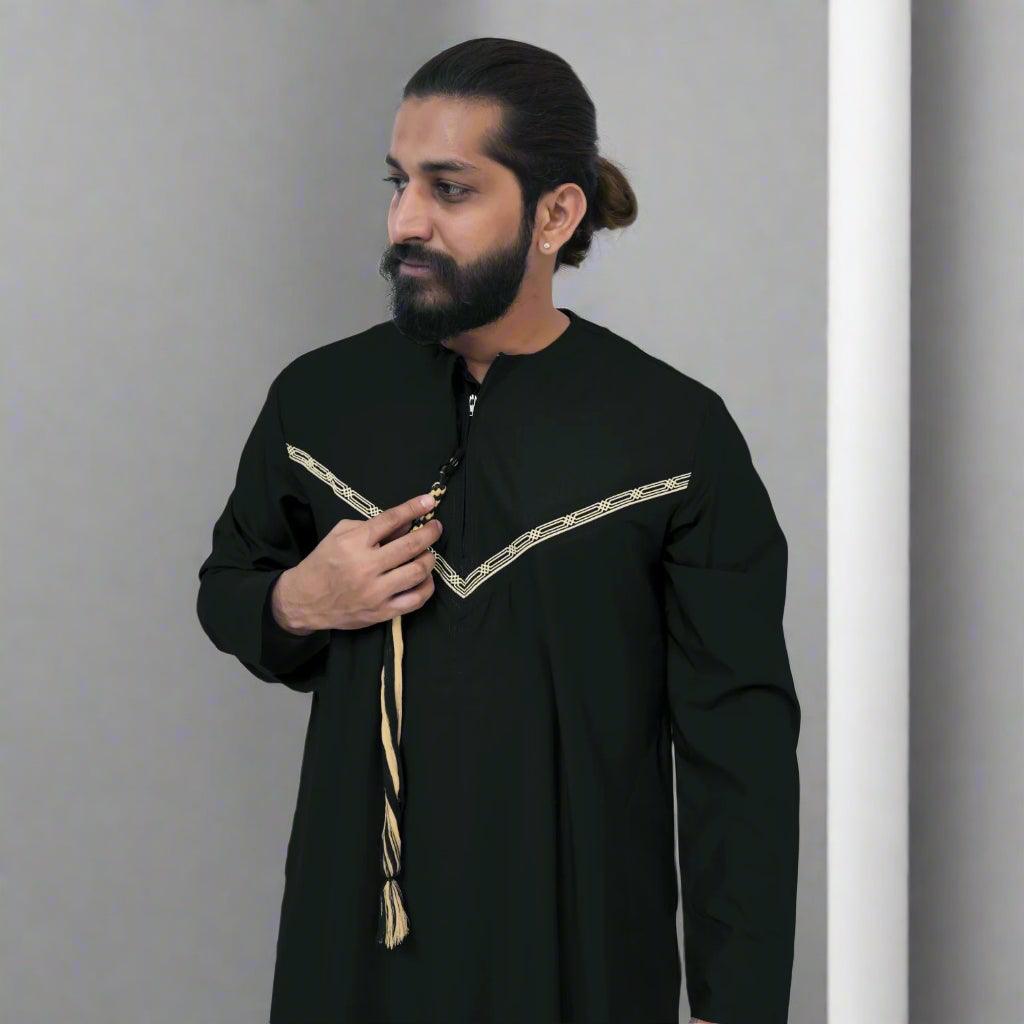 Black & Gold Emirati Thobe