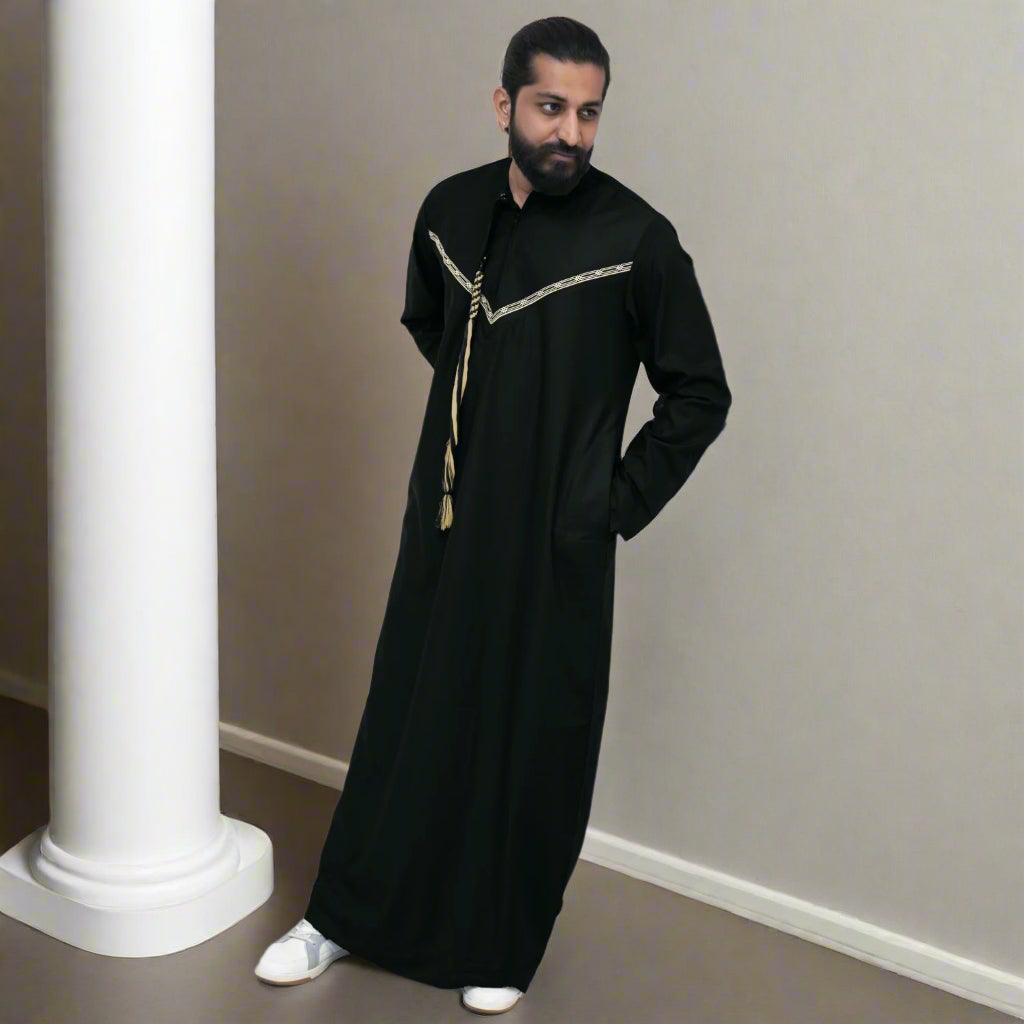 Black & Gold Emirati Thobe