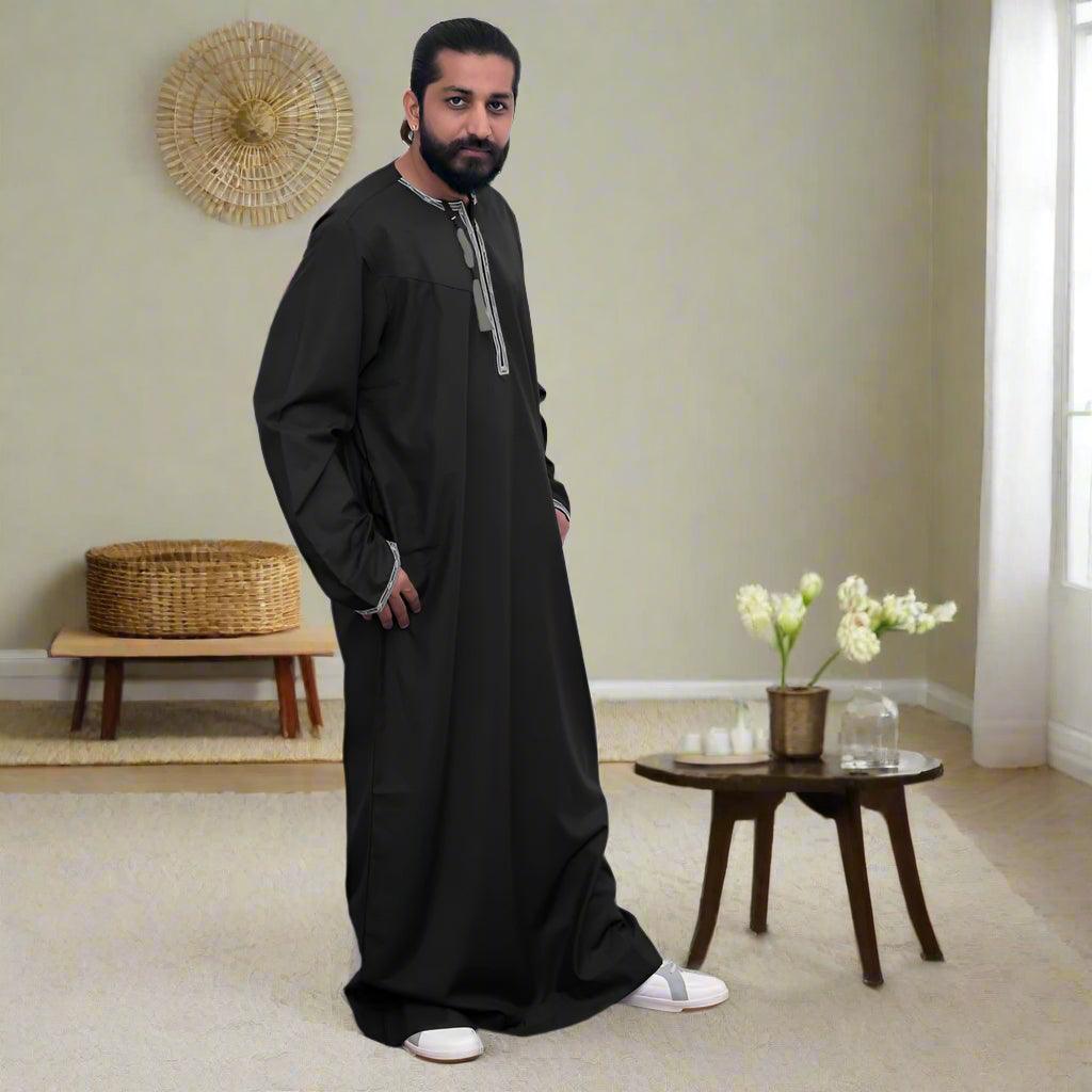 Black and Grey Omani Dishdasha