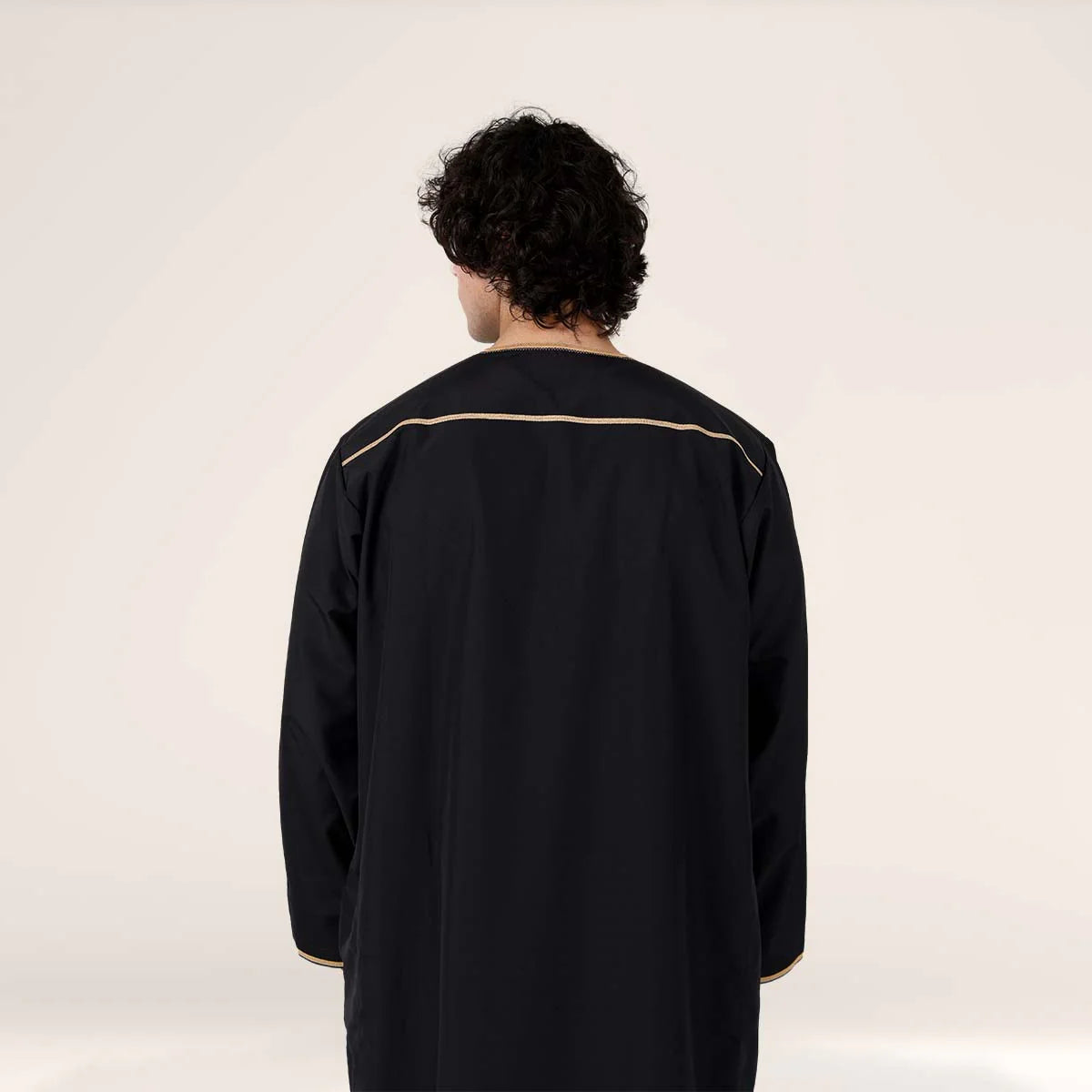 Omani Dishdasha Black with Gold