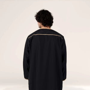 Omani Dishdasha Black with Gold