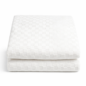 Ihram Set for Hajj & Umrah (2-Piece) – White Checkered Towel Fabric + Carry Bag