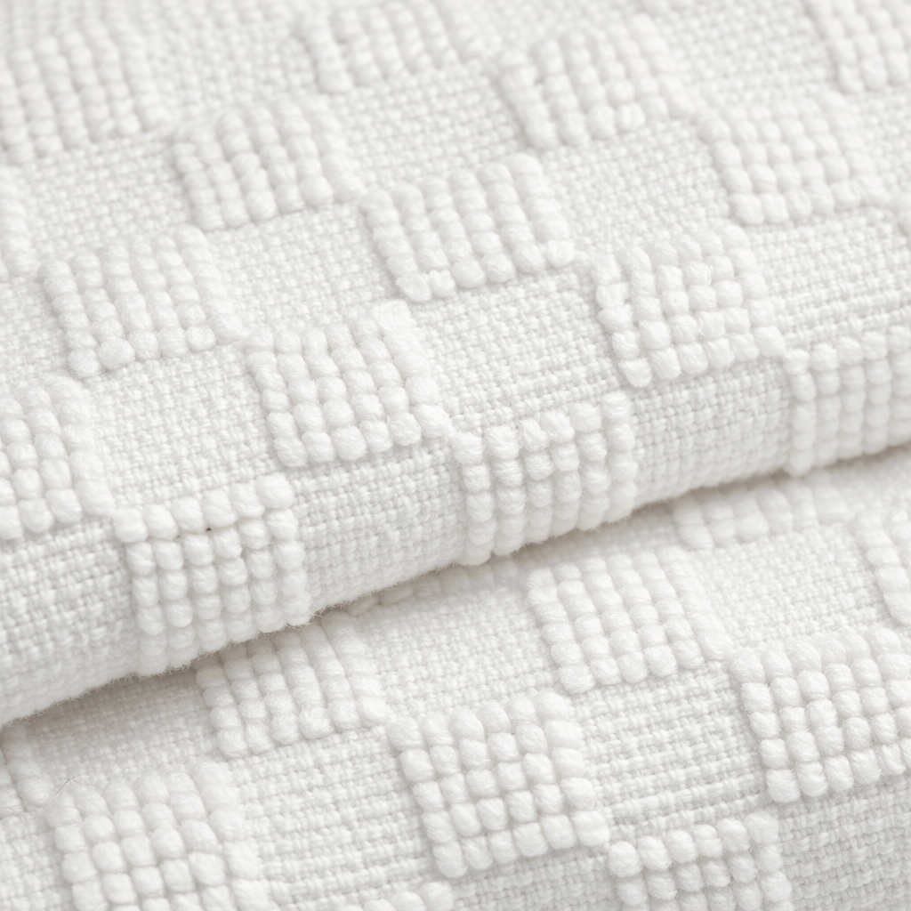 Ihram Set for Hajj & Umrah (2-Piece) – White Checkered Towel Fabric + Carry Bag