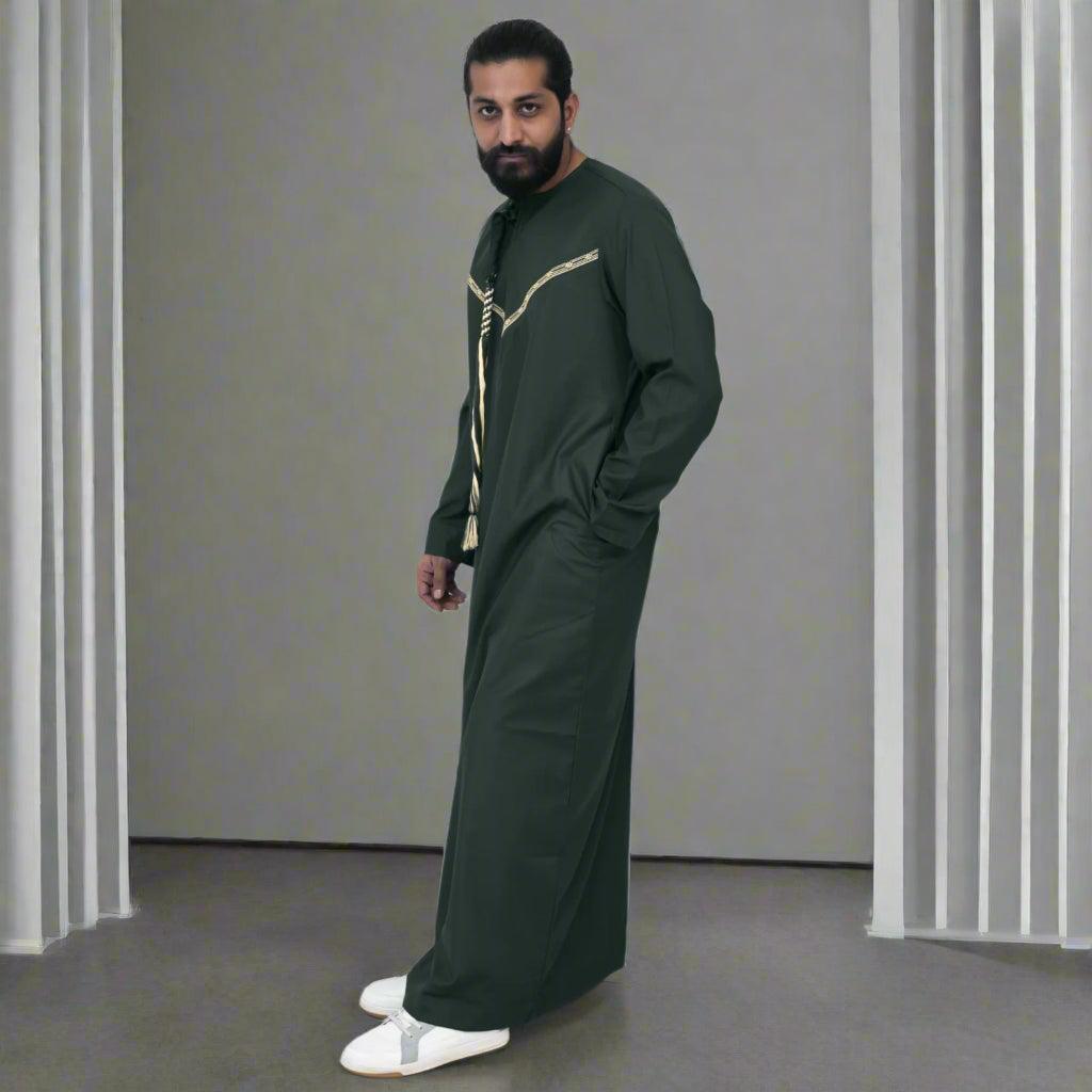 Dark Green & Gold Emirati Thobe