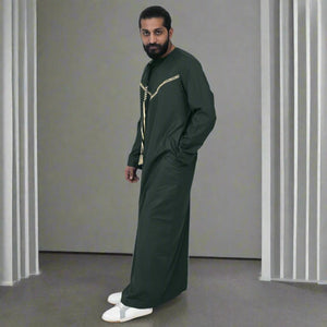 Dark Green & Gold Emirati Thobe