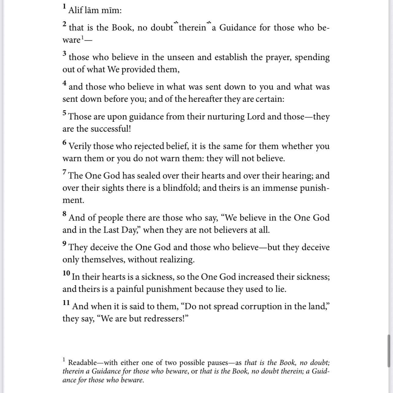 The Meanings of the Inimitable Quran: A Lection-Based Rendering in English