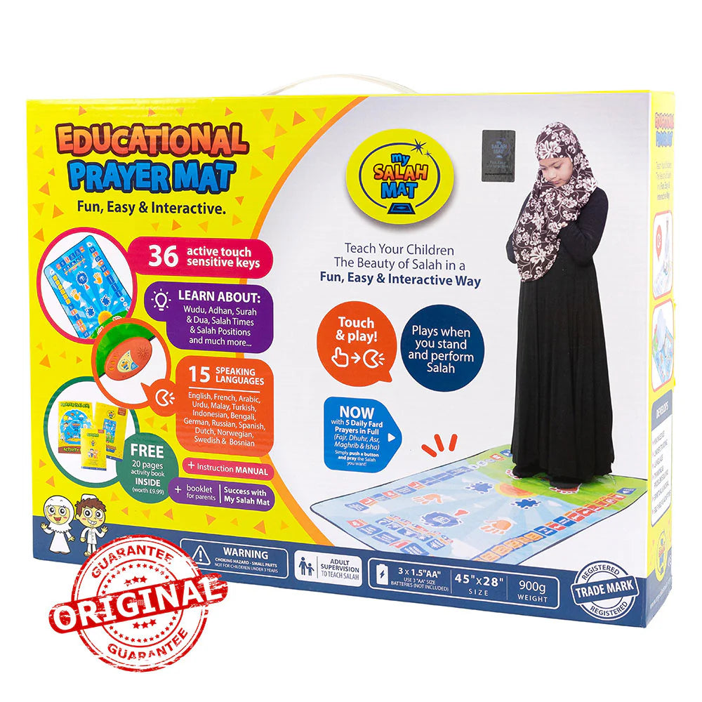 Educational Prayer Mat - Interactive Salah Learning System with 36 Touch Keys & 15 Languages