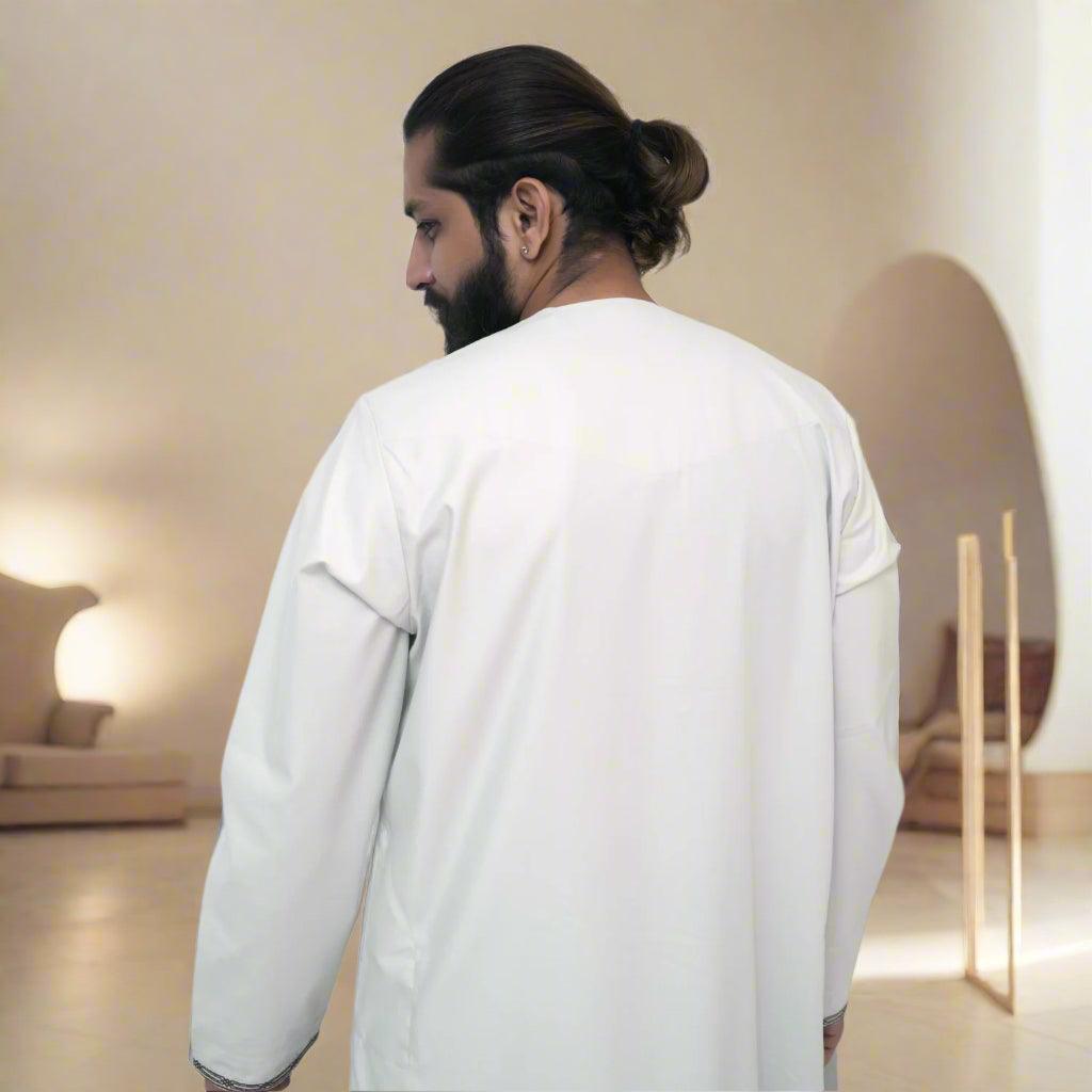 Omani Embroidered Thobe – Off-White
