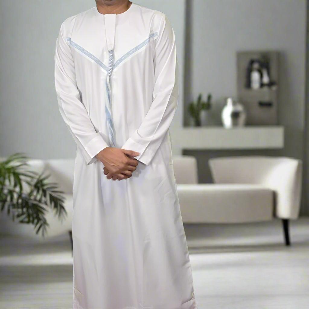 White & Blue Emirati Thobe