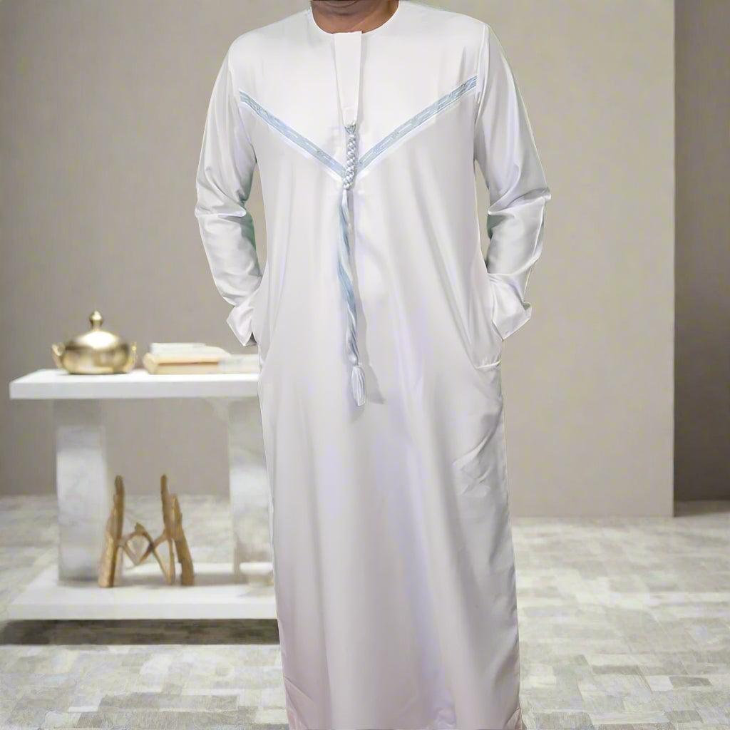 White & Blue Emirati Thobe