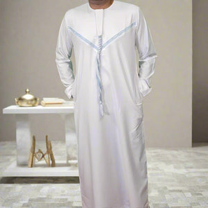 White & Blue Emirati Thobe