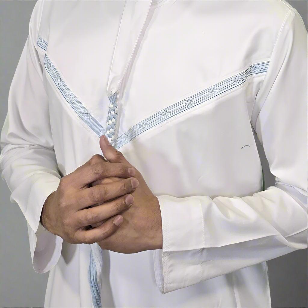 White & Blue Emirati Thobe