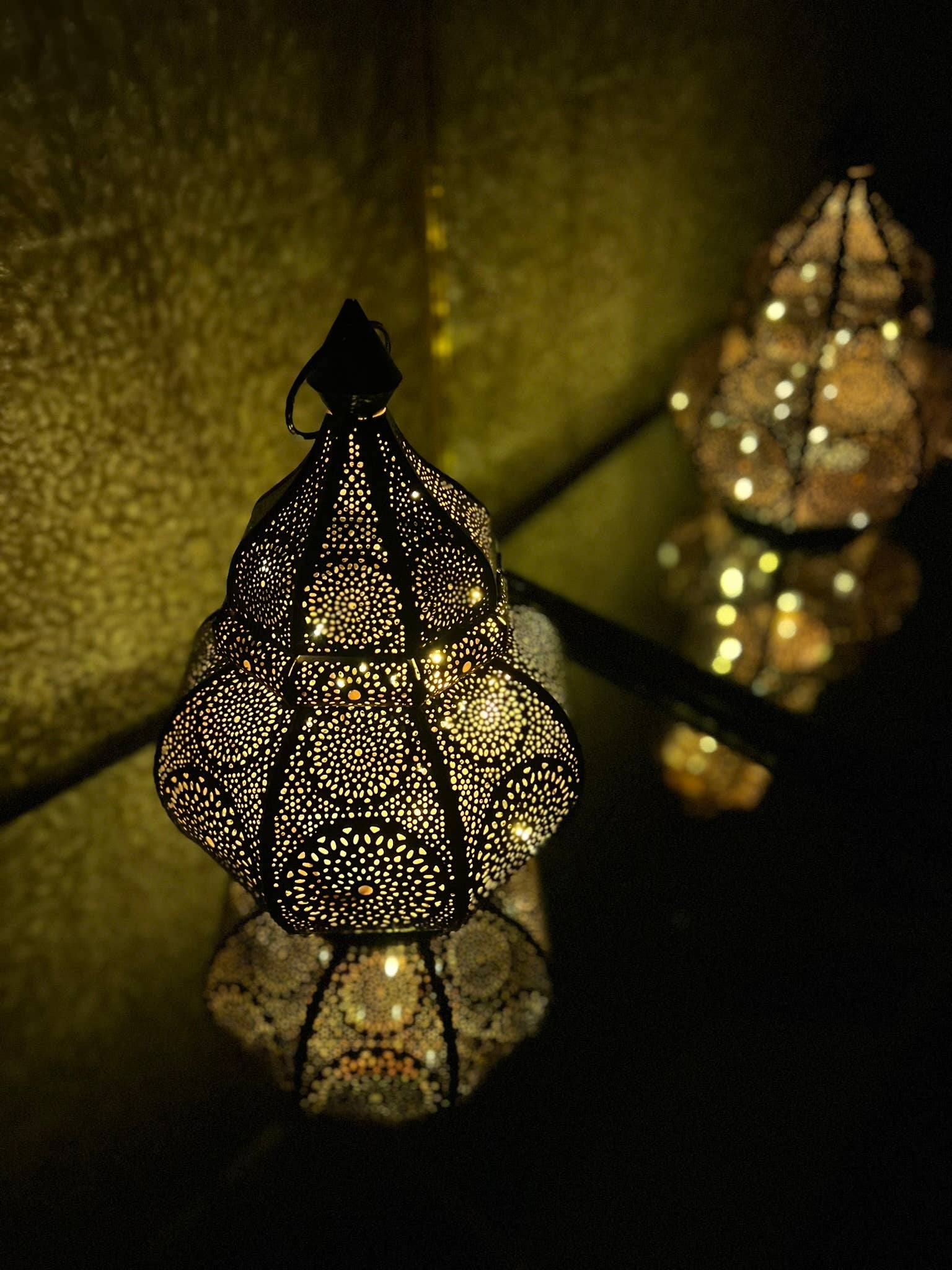 Vintage Moroccan Decor Lamp | Table and Garden Hanging Lante: Gold