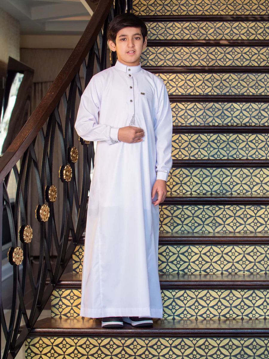 Kids Premium Thobe 114B White