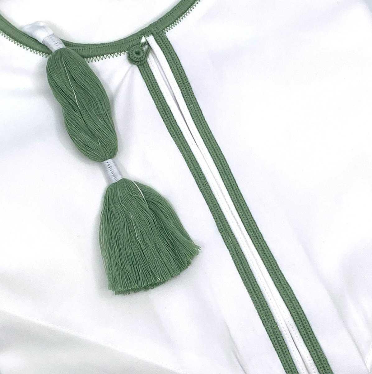 Off White Green Omani Dishdasha